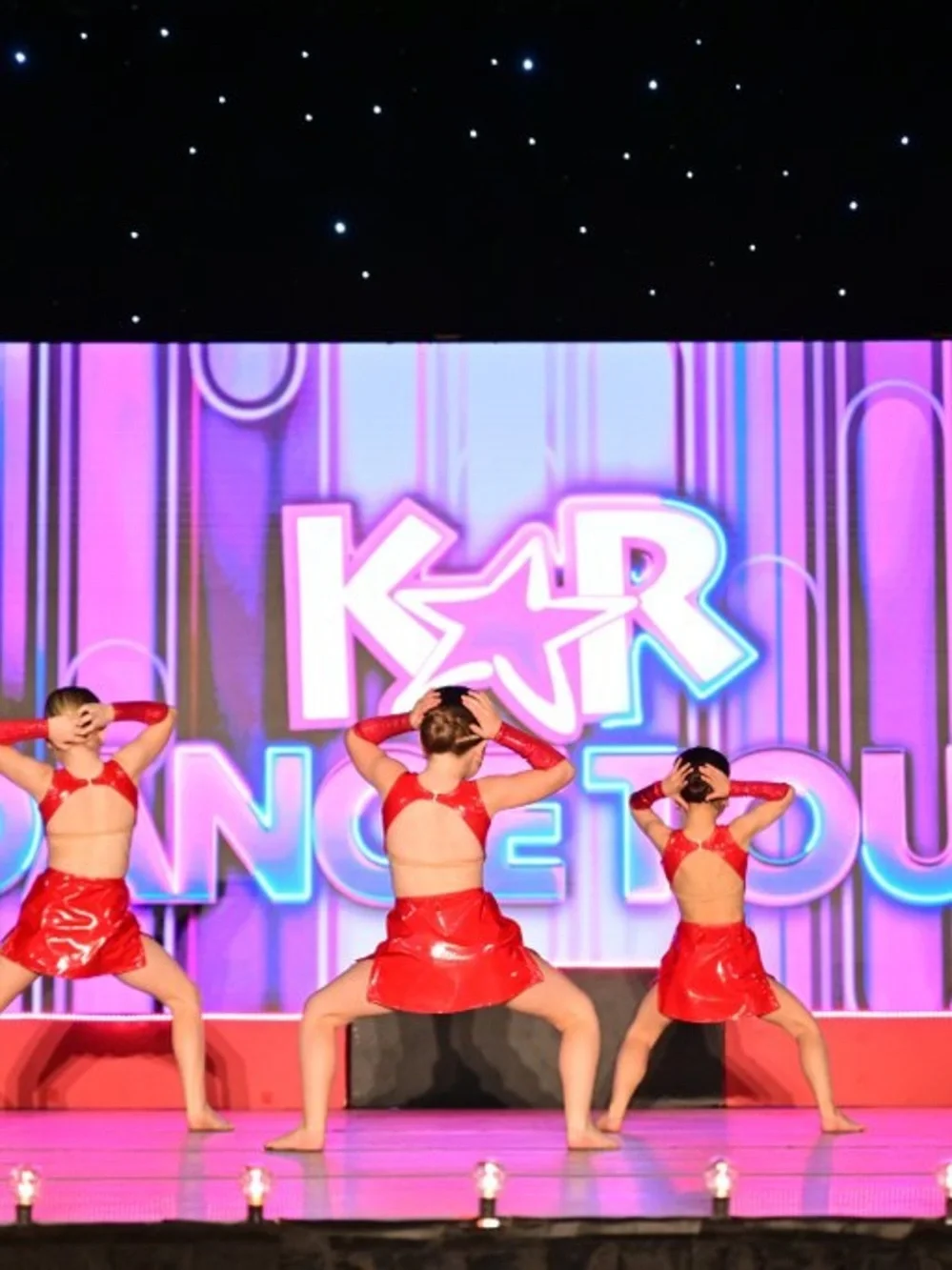 Shiny Red Vinyl Kids Dance Costume with Matching Arm Cuffs